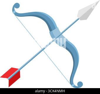 Cartoon Prinz Ritter Bow And Arrow Waffe. Vektorabbildung Flache Konstruktion Isoliert Auf Transparentem Hintergrund Stock Vektor