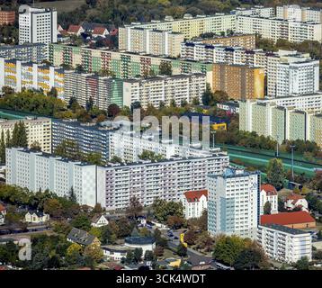 Luftaufnahme, Hochhaussiedlung Kannenstieg, Magdeburg, Sachsen-Anhalt, Deutschland, DEU, Europa, Luftaufnahme, Vogelperspektive, Luftfotogra Stockfoto
