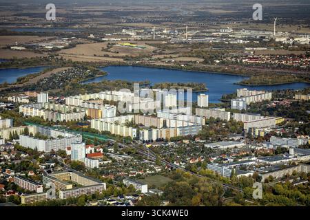Luftaufnahme, Hochhaussiedlung Kannenstieg, Magdeburg, Sachsen-Anhalt, Deutschland, DEU, Europa, Luftaufnahme, Vogelperspektive, Luftfotogra Stockfoto