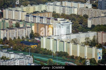 Luftaufnahme, Hochhaussiedlung Kannenstieg, Magdeburg, Sachsen-Anhalt, Deutschland, DEU, Europa, Luftaufnahme, Vogelperspektive, Luftfotogra Stockfoto