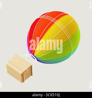 Ein niedliches 3D-Konzept von Formen, Heißluftballon, isoliert auf einfachem Hintergrund, passend für Ihr Designelement. Stockfoto