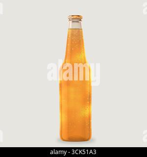 Frische Saftflasche isoliert vor einfachem Hintergrund, Sommer-Element-Konzept. Stockfoto