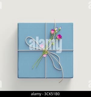 Ansicht nach oben realistische Geschenkbox auf einfachem Hintergrund isoliert, nützlich für Elementdesigns. Stockfoto