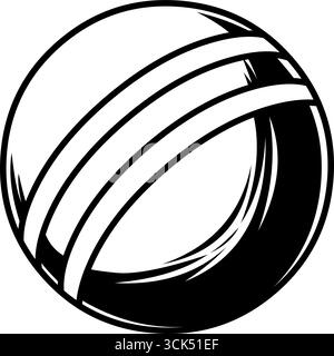 Schwarzes Und Weißes Cricket Ball Graphic Logo Design - Vektor Hand Gezeichnete Illustration Isoliert Auf Transparentem Hintergrund Stock Vektor