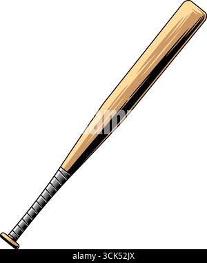 Baseball Bat Graphic Logo Design - Vektor Hand Gezeichnete Illustration Isoliert Auf Transparentem Hintergrund Stock Vektor