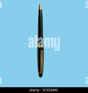 Ein eleganter schwarzer Stift mit goldenen Akzenten, entwickelt für Schreib- und professionelle Anwendungen. Stockfoto