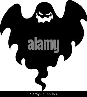 Gruselige Halloween-Geister-Schwarze Silhouetten. Handgezeichnete Vektor-Illustration Isoliert Auf Transparentem Hintergrund Stock Vektor