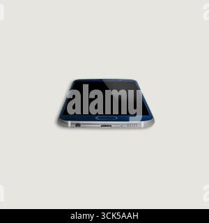 Nahaufnahme eines Smartphones mit schlankem Design und dunklem Bildschirm. Stockfoto