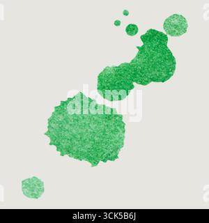 Eine Kollektion grüner Aquarellspritzer, ideal für Hintergründe oder künstlerische Designs. Stockfoto
