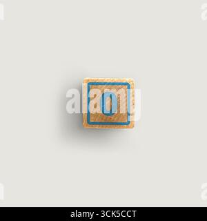 Ein Holzblock mit der Zahl Null, der häufig in Bildungskontexten für das Lehren von Zählen oder mathematischen Konzepten verwendet wird. Stockfoto