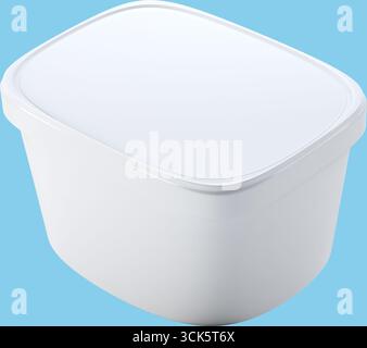 Ein einfacher weißer Aufbewahrungsbehälter mit rechteckiger Form und flachem Deckel, der für die Organisation verschiedener Gegenstände entwickelt wurde. Stockfoto