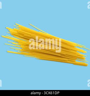Ein Bündel ungekochter Spaghetti, eine Grundzutat vieler italienischer Gerichte, fertig zum Kochen. Stockfoto