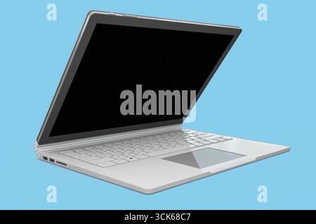 Ein schlankes, modernes Notebook mit leerem Bildschirm, das für Produktivität und Kreativität entwickelt wurde. Stockfoto