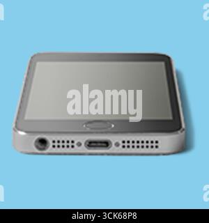 Nahaufnahme eines schlanken Smartphones mit Bildschirm und Ports. Stockfoto