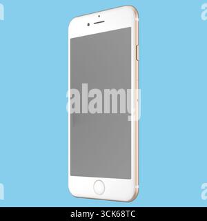 Ein schlankes Smartphone mit leerem Bildschirm, das modernes Design und Technologie bietet. Stockfoto