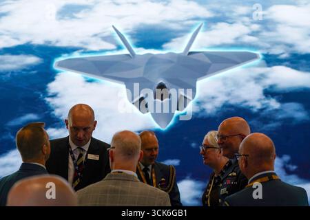 Eine der Ausstellungsstücke auf der Defence and Security Equipment International (DSEI) UK, der Vorzeigeveranstaltung für die Verteidigung Großbritanniens, im Excel London im Royal Victoria Dock im Osten Londons. Bilddatum: Mittwoch, 10. September 2025. Stockfoto