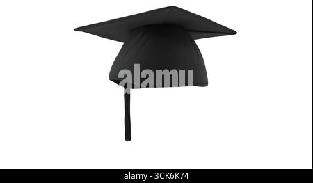 Eine schwarze Abschlusskappe, die akademische Leistung und die Feier von Bildungsmeilensteinen symbolisiert. Stockfoto