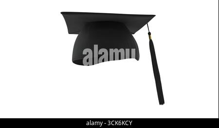 Eine schwarze Abschlusskappe mit Quaste symbolisiert akademische Leistung und Abschluss des Studiums. Stockfoto