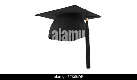 Eine klassische schwarze Abschlussmütze symbolisiert akademische Leistung und Feier. Stockfoto