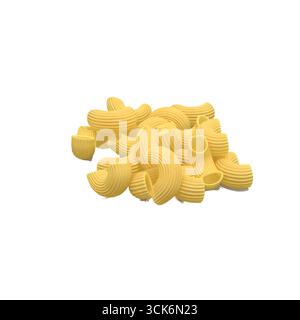 Ein Stapel ungekochter Nudeln mit einzigartiger Form und Textur, bereit zum Kochen in verschiedenen Gerichten. Stockfoto