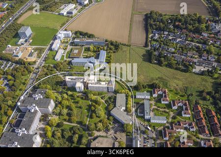Luftaufnahme, TU Dortmund und Hochschule für angewandte Wissenschaften und Kunst Dortmund, Schwebebahn Eichlinghofen, Stockfoto