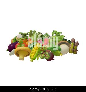 Eine bunte Auswahl an Obst und Gemüse, perfekt für gesundes Essen und Kochen. Stockfoto