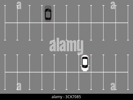 Parkplätze oder Parkplatz aus der Vogelperspektive. Vektorabbildung. Stock Vektor