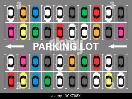 Parkplätze oder Parkplatz aus der Vogelperspektive. Vektorabbildung. Stock Vektor