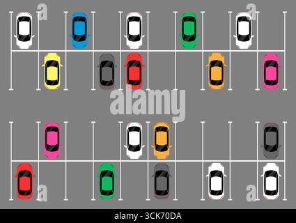 Parkplätze oder Parkplatz aus der Vogelperspektive. Vektorabbildung. Stock Vektor