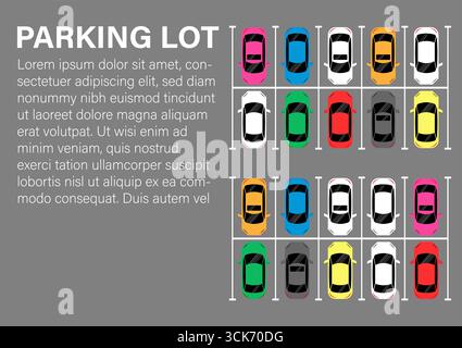 Parkplätze oder Parkplatz aus der Vogelperspektive. Vektorabbildung. Stock Vektor