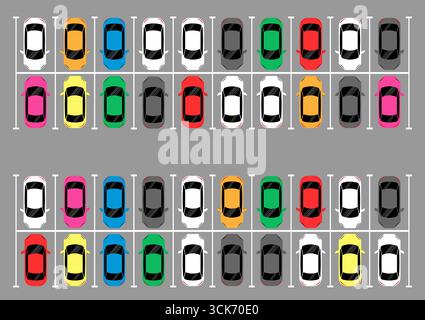 Parkplätze oder Parkplatz aus der Vogelperspektive. Vektorabbildung. Stock Vektor