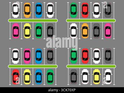 Parkplätze oder Parkplatz aus der Vogelperspektive. Vektorabbildung. Stock Vektor