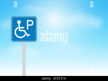 Schild Für Deaktiviertes Parken. Schild Für Behindertenparkplätze. Barrierefreies Schild Für Rollstuhlfahrer. Vektorabbildung. Stock Vektor