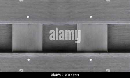 Nahaufnahme einer strukturierten grauen Holzplatte mit symmetrischem Muster. Stockfoto