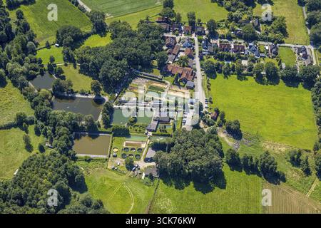 Luftaufnahme, Angelparadies Schoel, Fischfarm Forellenfarm und Fischteiche, Lichtenhagen, Schermbeck, Ruhrgebiet, Nordrhein-Westfalen, Deutschland, fi Stockfoto