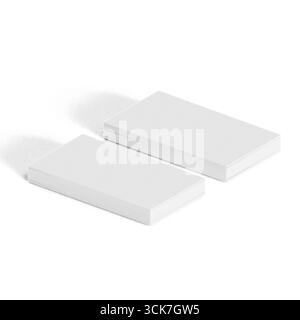 Zwei Stapel leere weiße Visitenkarten nebeneinander angeordnet, ideal für Branding oder den persönlichen Gebrauch. Stockfoto