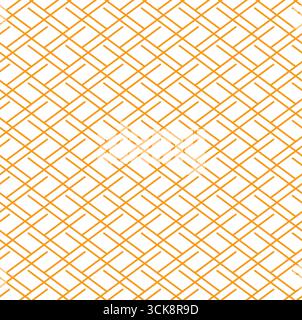 Ineinander verstrichene orange diagonale Linien erzeugen ein einfaches geometrisches Muster auf weißem Hintergrund Stock Vektor