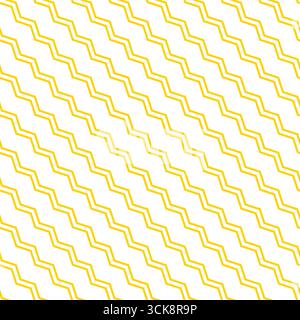 Einfaches, sich wiederholendes Muster aus gelben Zickzacklinien auf weißem Hintergrund Stock Vektor