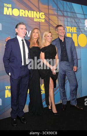 New York, Usa. September 2025. Billy Crudup, Jennifer Aniston, Reese Witherspoon und Mark Duplass nehmen am 9. September 2025 im Museum of Modern Art in New York City, USA, an der Premiere von The Morning Show teil. (Foto: Giada Papini Rampelotto/EuropaNewswire/NurPhoto) Credit: NurPhoto SRL/Alamy Live News Stockfoto