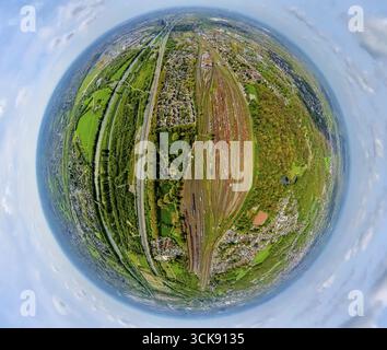 Luftaufnahme, Güterbahnhof und Rangierbahnhof Oberhausen-West Osterfeld, Bahngleise, Vondern, Oberhausen, Rheinland, Ruhrgebiet, Nordrhein-Westp Stockfoto