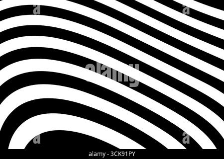 Minimalistischer gestreifter Hintergrund. Abstraktes Schwarz-weiß-Design mit klaren, fließenden Linien. Stockfoto