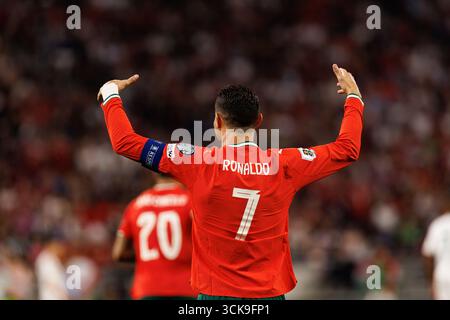 Cristiano Ronaldo feierte bei der WM 2026 ein Tor zwischen den ungarischen und polnischen Nationalmannschaften Stockfoto