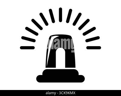 Diese Vektor-Illustration zeigt ein Notfallsirene-Symbol in flacher Form, ideal für verschiedene Notfallalarmdesigns. Es beinhaltet Polizeialarm, Ambulanz Stock Vektor
