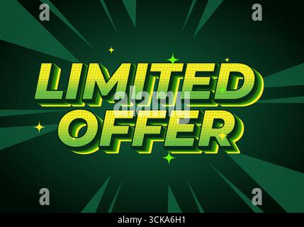 Ein lebhaftes Grafikdesign mit dem limitierten Text in kräftigen, grünen Buchstaben und Sternenhintergrund Stock Vektor