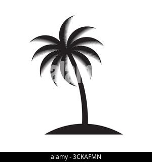 Symbol für Kokosnussbaum oder Palmensilhouette. Tropische Insel im Sommer. Vektorillustration isoliert auf weißem Hintergrund. Stock Vektor