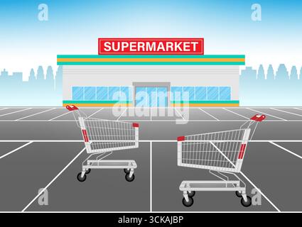 Supermarktgebäude oder Supermarktladen. Vektor-Illustration Für Das Gebäude Eines Convenience Store. Stock Vektor