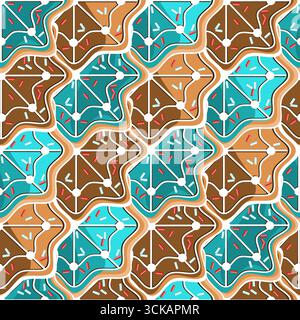 Lebkuchen farbige Kekse mit Glasur nahtlose Muster Vektor Illustration Stock Vektor