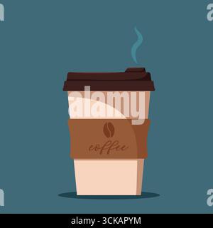 Kaffeetasse. Einwegbecher aus Papier oder Kunststoff mit heißem Kaffee. Vektor-Illustration in flachem Cartoon-Stil. Stock Vektor