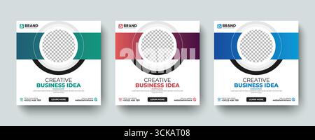 Kreative Vorlage für minimale quadratische Social-Media-Beiträge oder Webbanner. Professionelles Design für Online-Business-Werbung, Online-Banner, Werbung Stock Vektor
