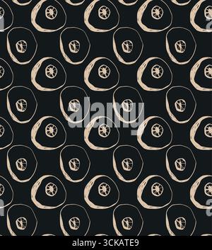 Nahtloses Vektormuster mit beigen Augäpfeln auf schwarzem Hintergrund halloween gruseliges Design für Projekte Stock Vektor